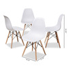 Baxton Studio Sydnea Mid-Century White Acrylic Brown Wood Finished Dining Chair, PK4 146-8791